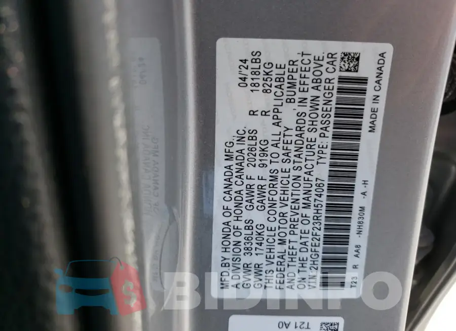 2HGFE2F23RH574067 Photo# 12