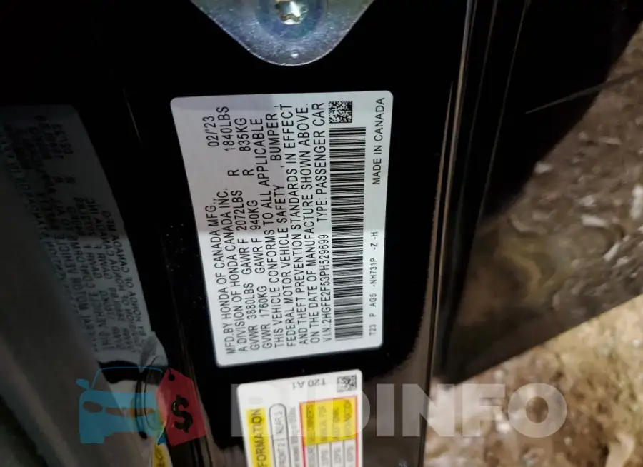 2HGFE2F53PH529699 Photo# 13