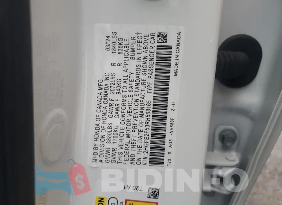 2HGFE2F53RH568165 Photo# 12