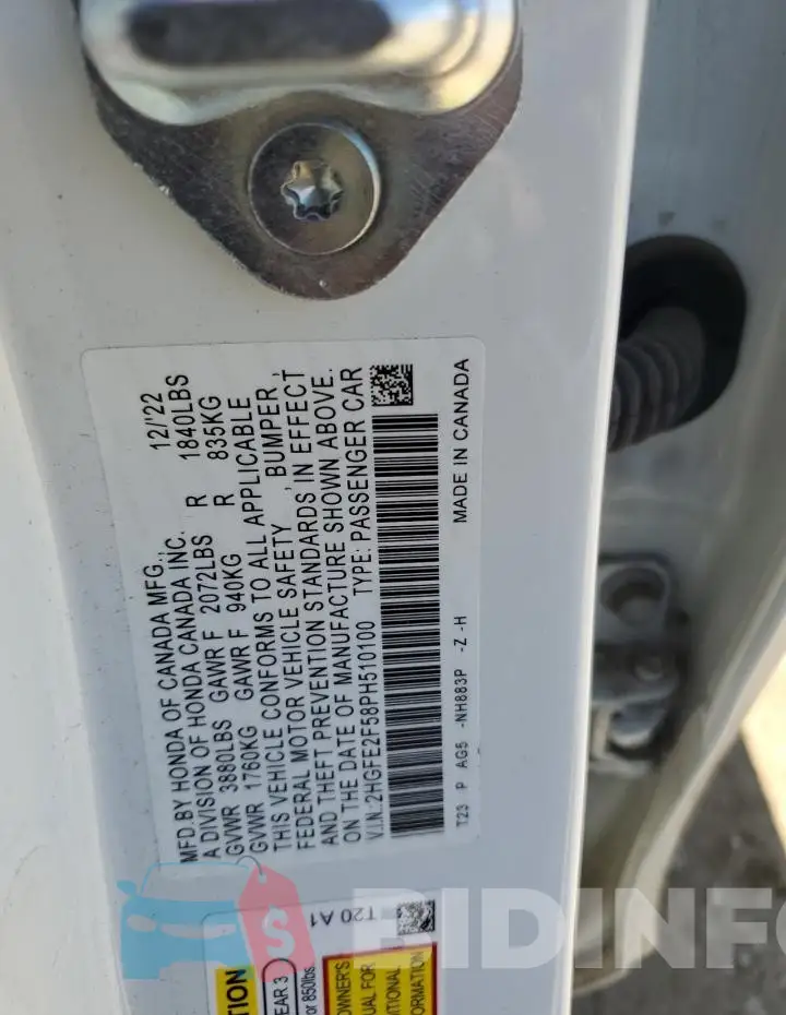 2HGFE2F58PH510100 Photo# 13
