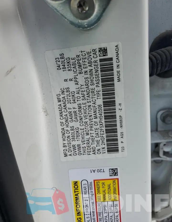 2HGFE2F5XPH540506 Photo# 12