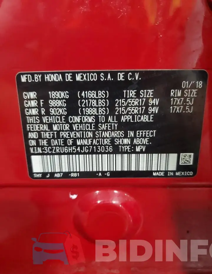 3CZRU6H54JG713036 Photo# 14