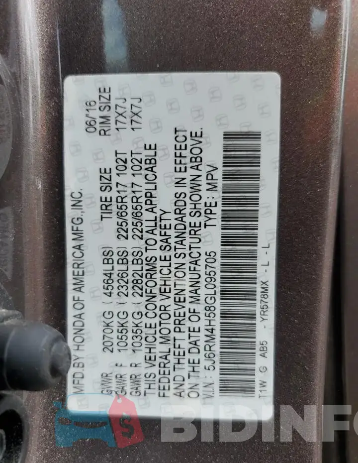 5J6RM4H58GL095705 Photo# 14
