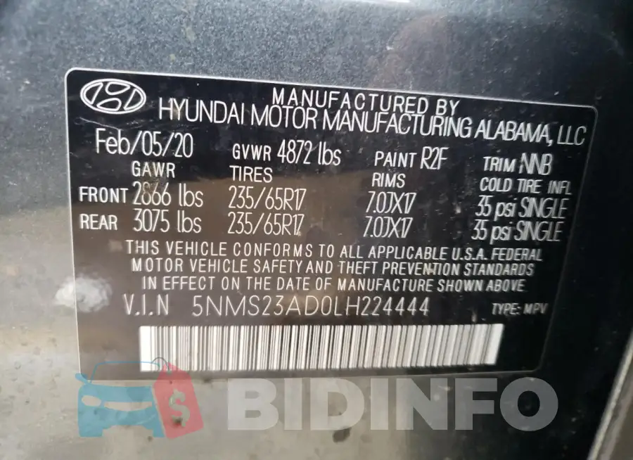 5NMS23AD0LH224444 Photo# 13