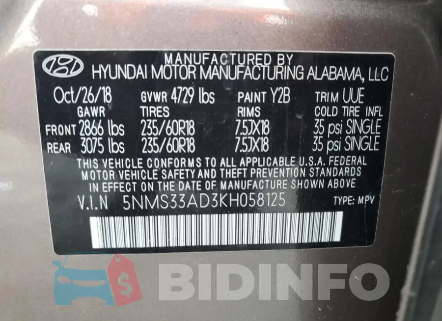 5NMS33AD3KH058125 Photo# 13