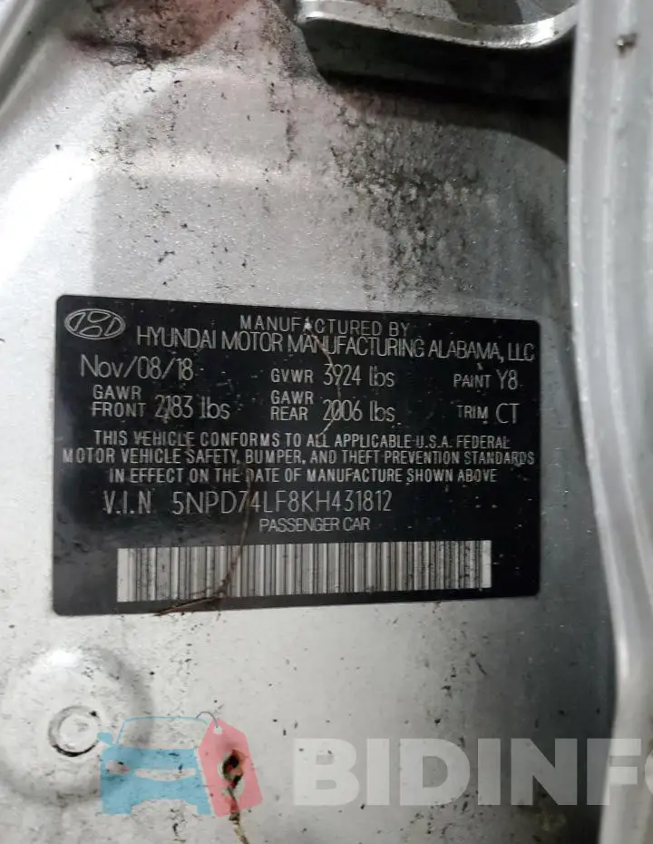 5NPD74LF8KH431812 Photo# 12