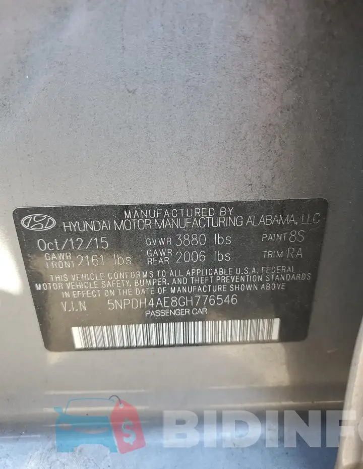 5NPDH4AE8GH776546 Photo# 12