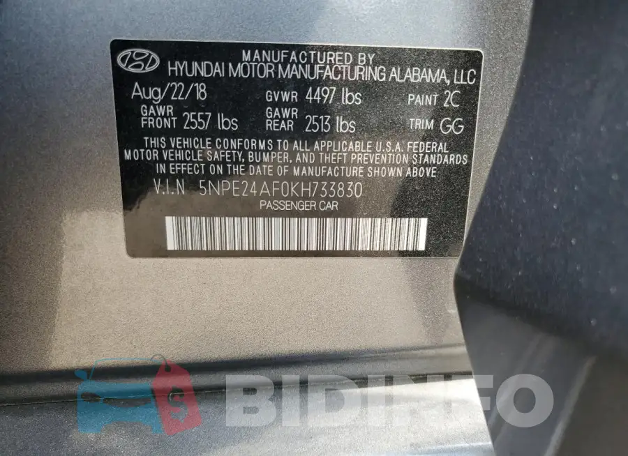 5NPE24AF0KH733830 Photo# 13