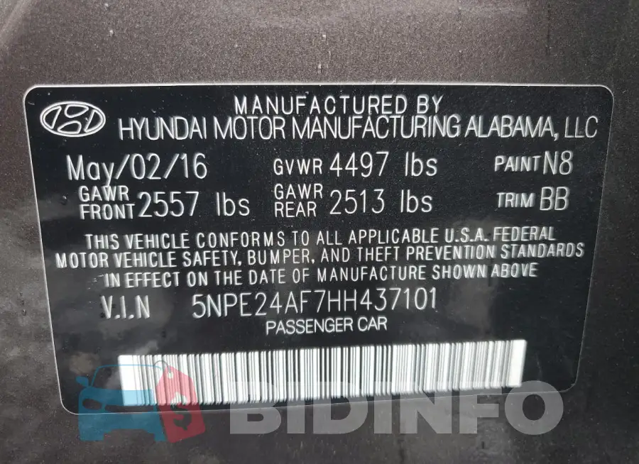 5NPE24AF7HH437101 Photo# 12