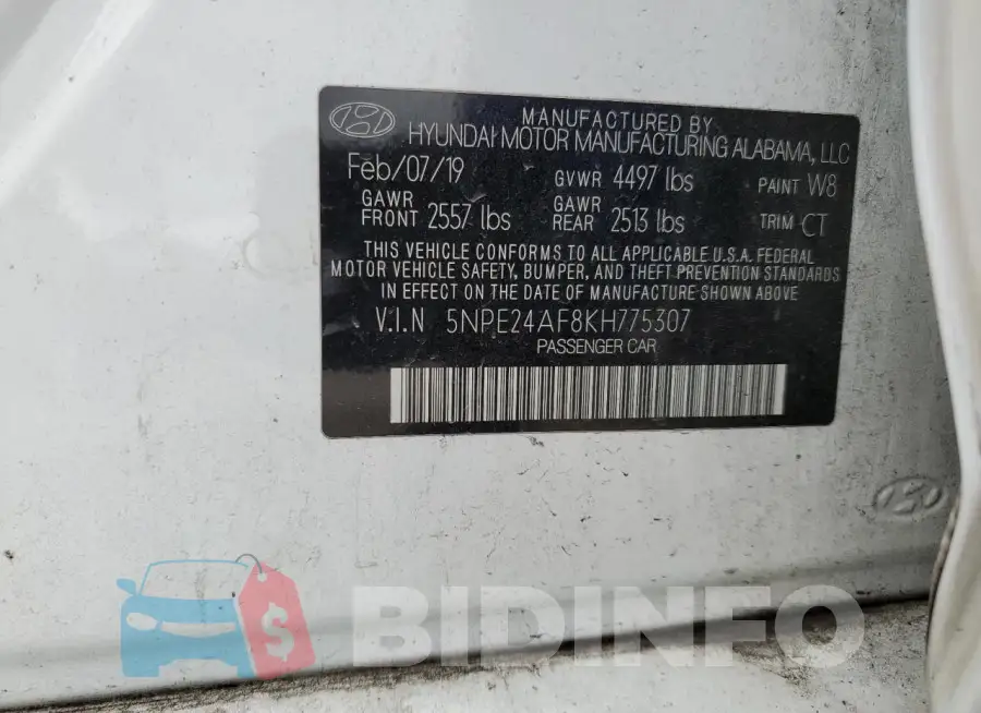 5NPE24AF8KH775307 Photo# 13