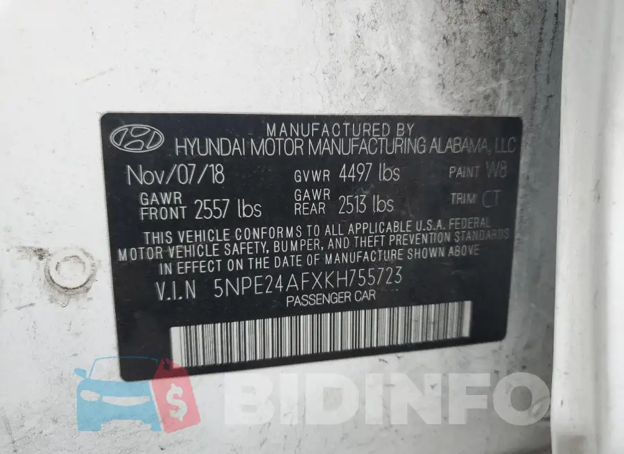 5NPE24AFXKH755723 Photo# 12