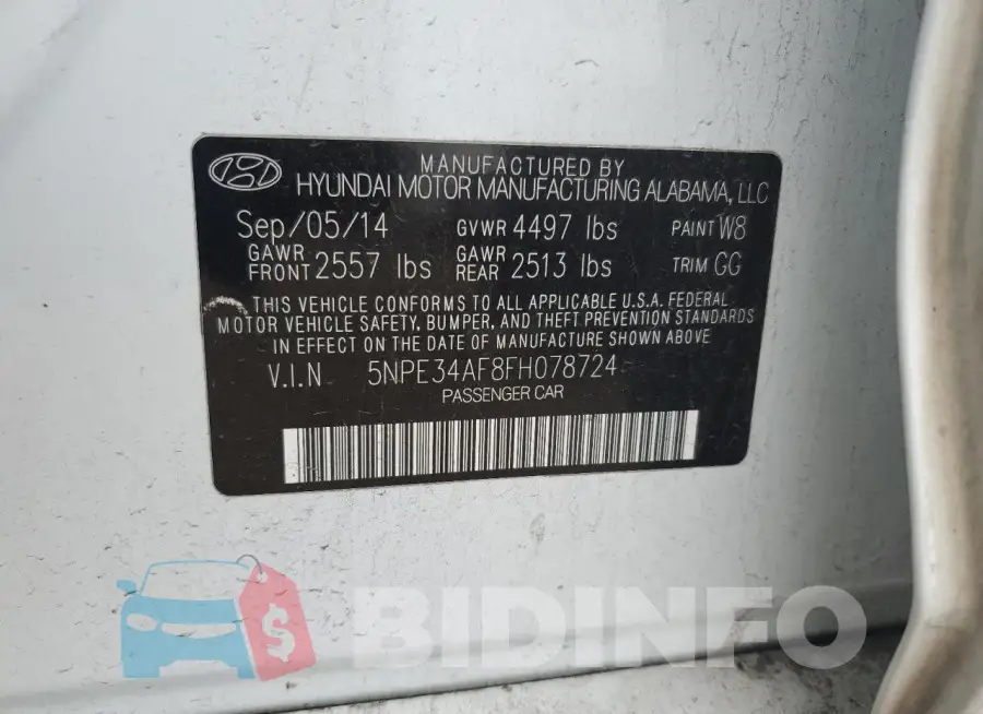 5NPE34AF8FH078724 Photo# 12