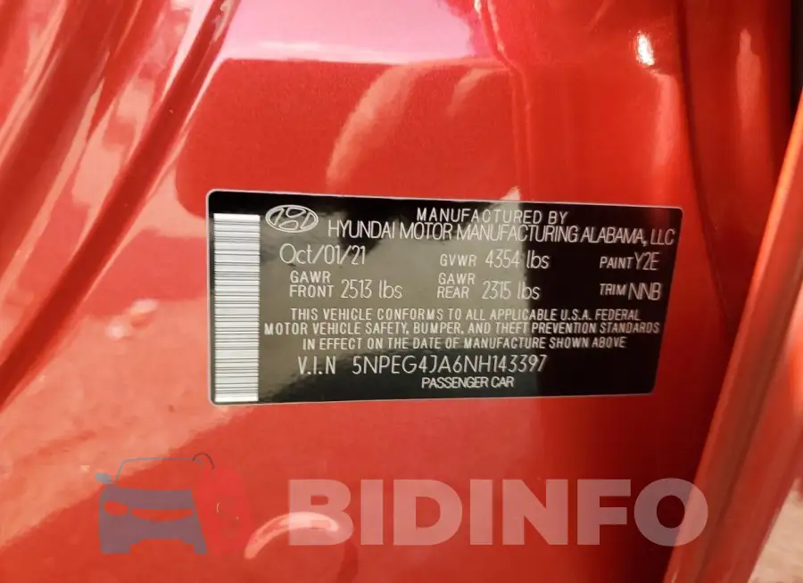 5NPEG4JA6NH143397 Photo# 12