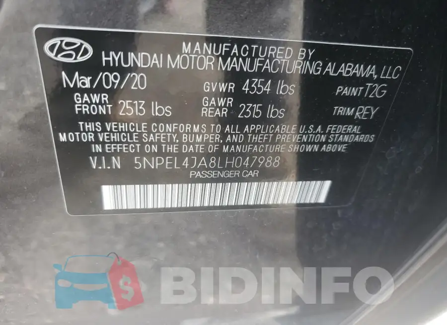 5NPEL4JA8LH047988 Photo# 12