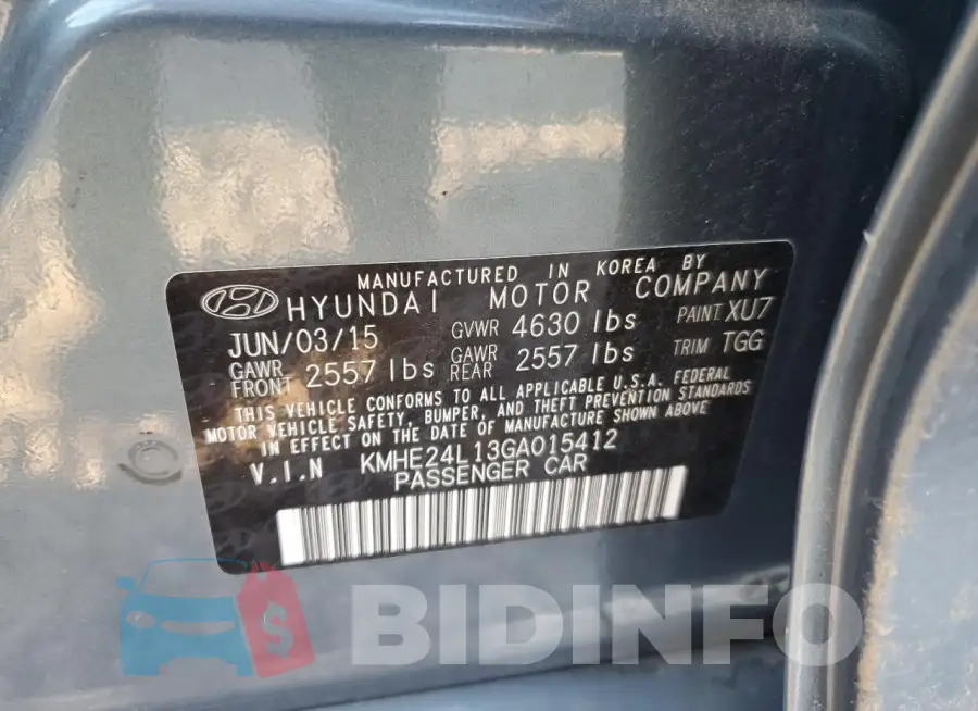 KMHE24L13GA015412 Photo# 12