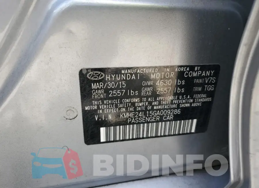 KMHE24L15GA009286 Photo# 12