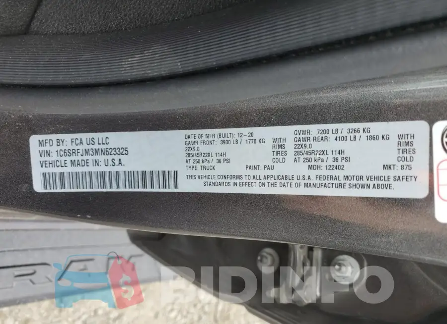 1C6SRFJM3MN623325 Photo# 12