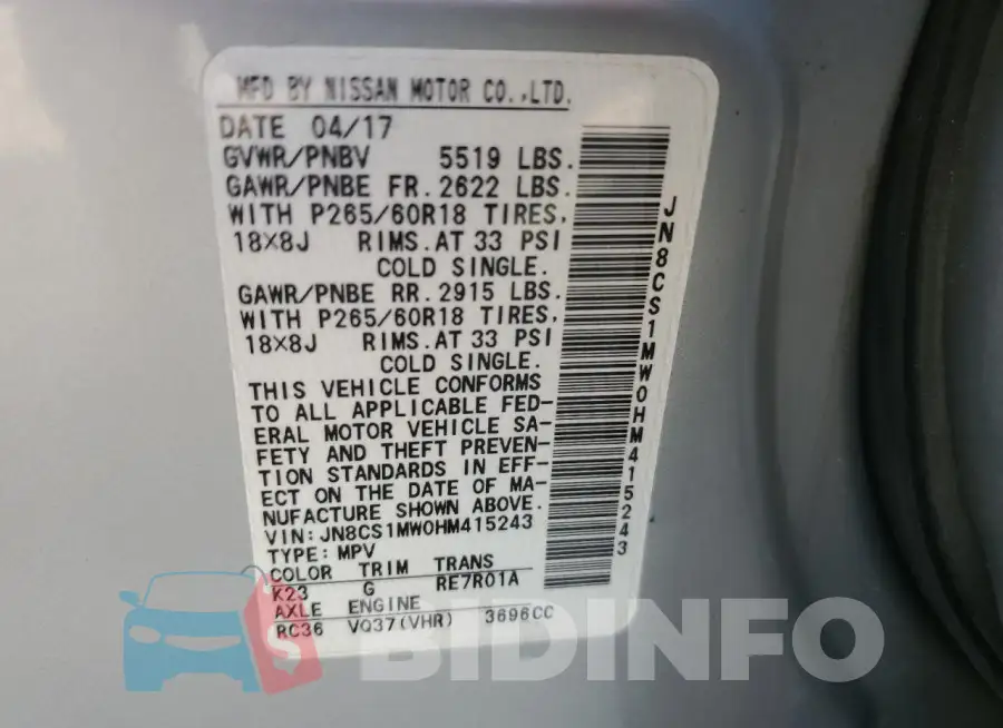 JN8CS1MW0HM415243 Photo# 13