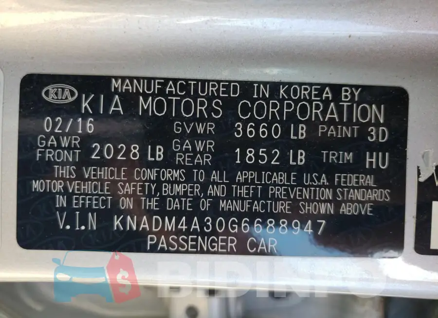 KNADM4A30G6688947 Photo# 12
