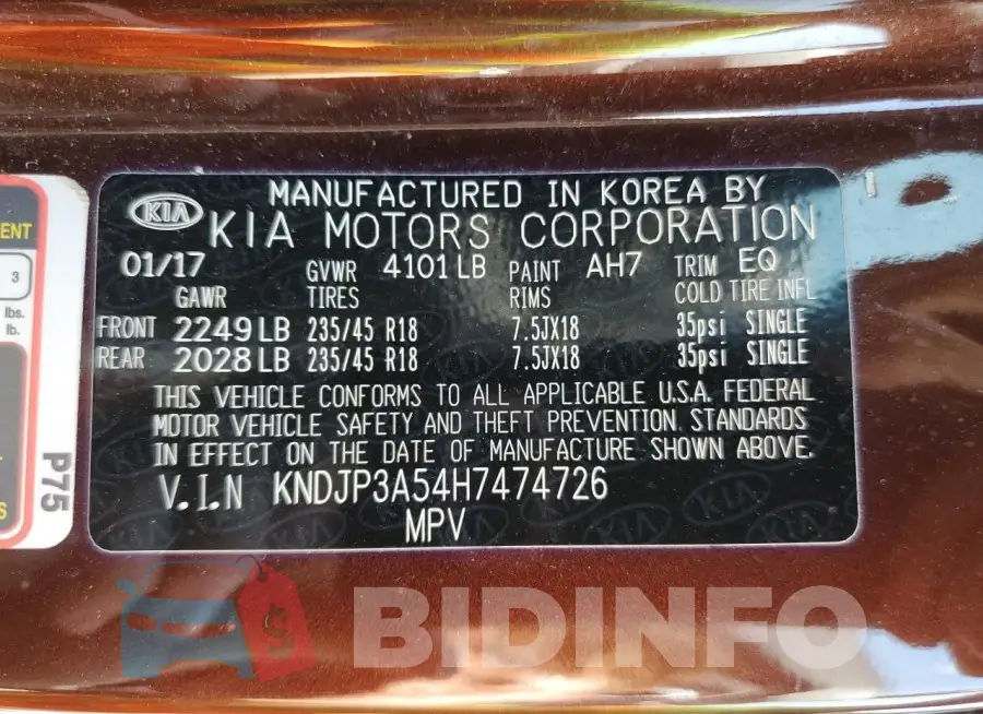 KNDJP3A54H7474726 Photo# 13