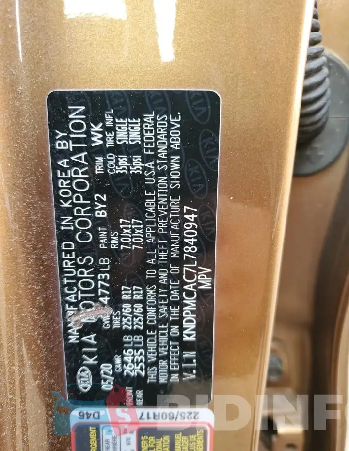 KNDPMCAC7L7840947 Photo# 13