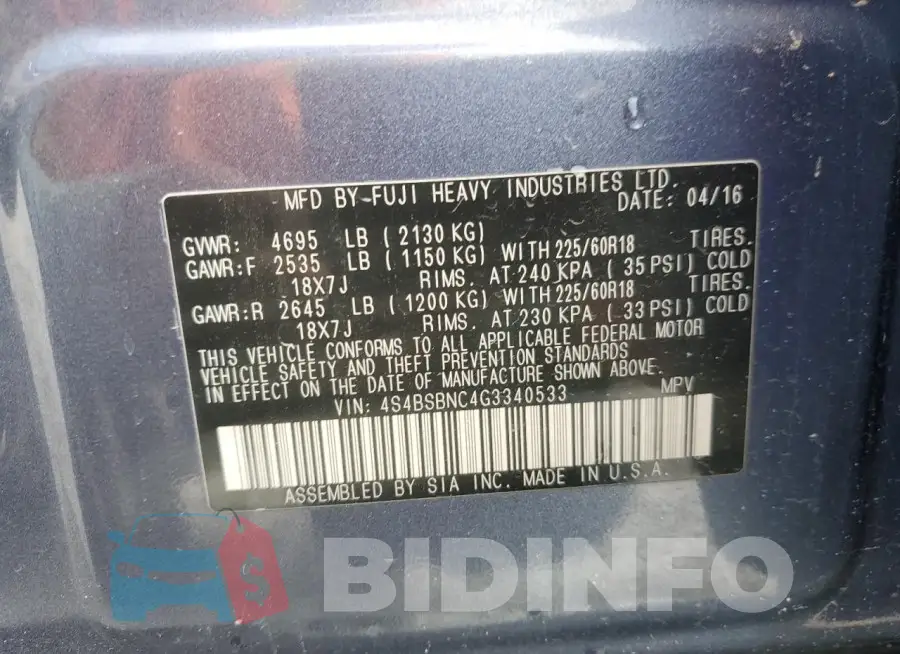 4S4BSBNC4G3340533 Photo# 14