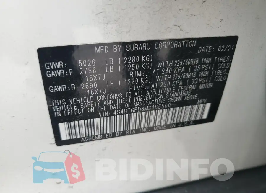 4S4BTGPD8M3185500 Photo# 13