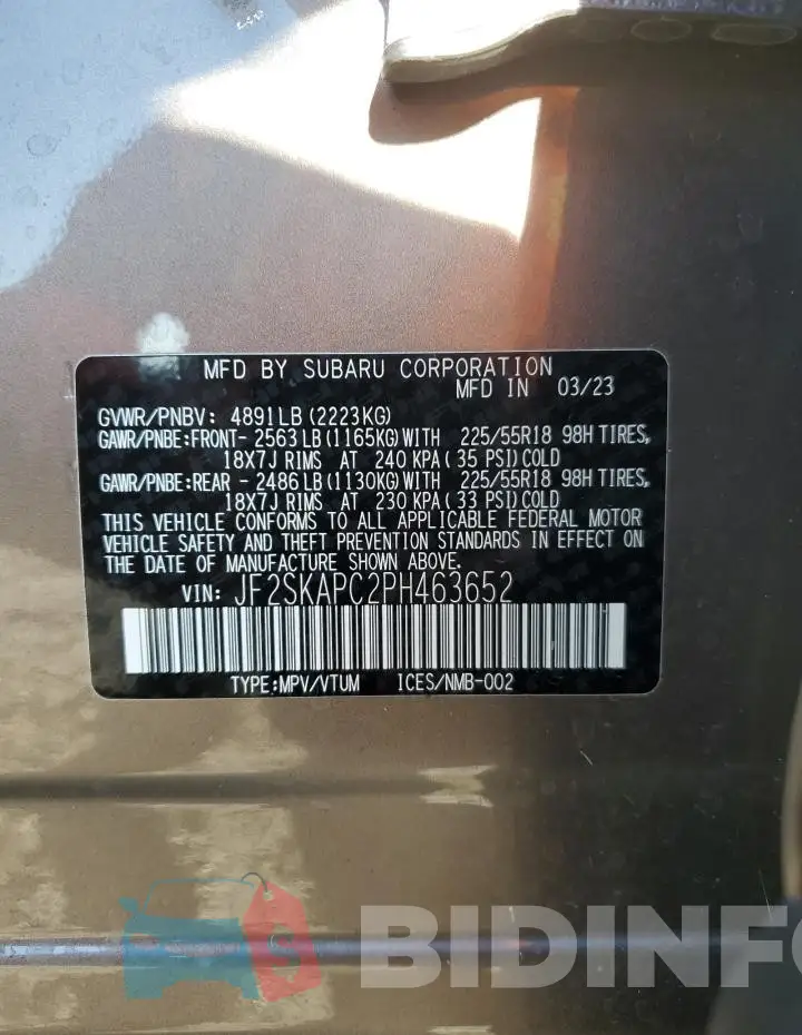 JF2SKAPC2PH463652 Photo# 14