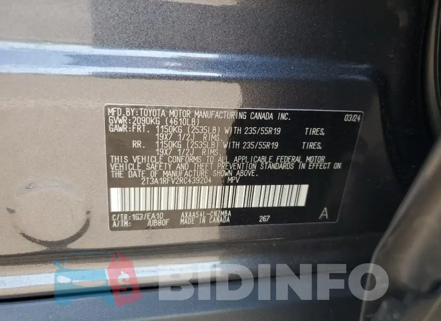 2T3A1RFV2RC439204 Photo# 13