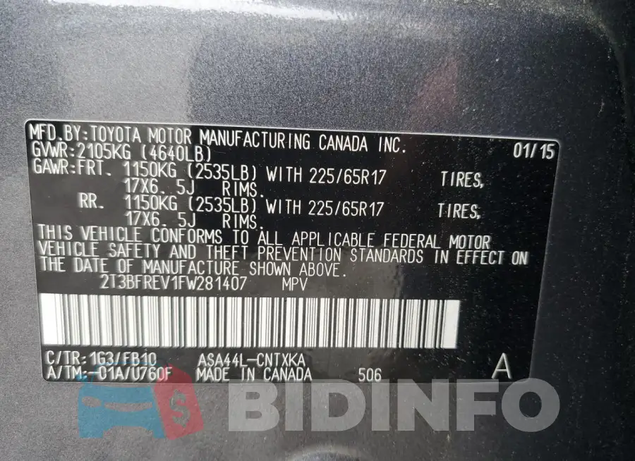 2T3BFREV1FW281407 Photo# 13