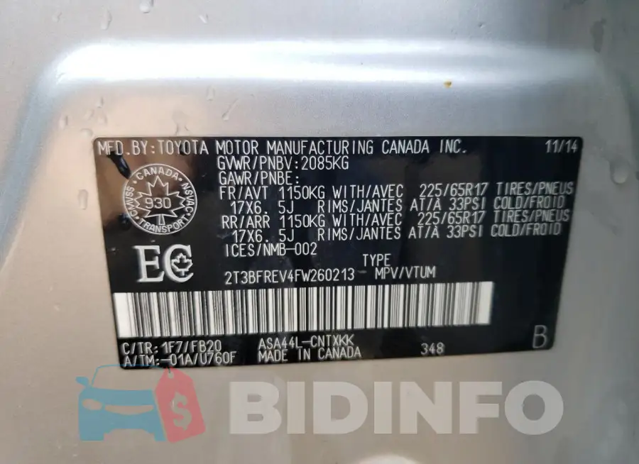 2T3BFREV4FW260213 Photo# 13