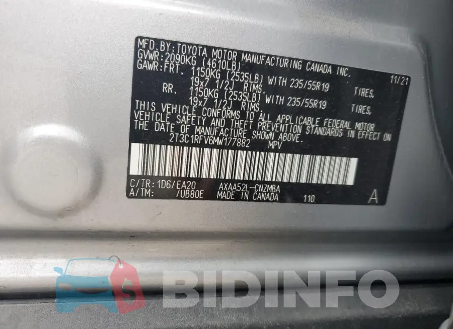 2T3C1RFV6MW177882 Photo# 13