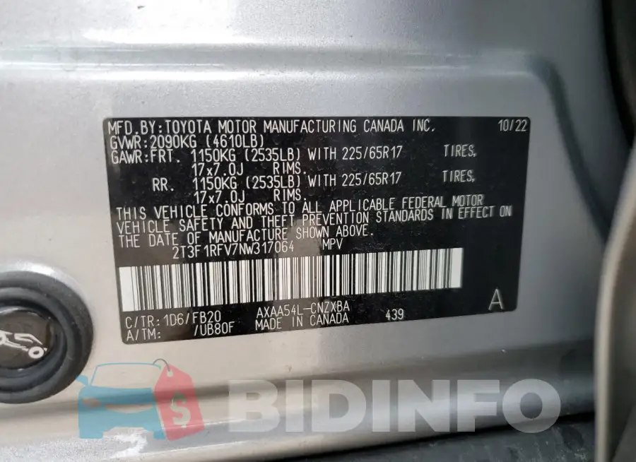 2T3F1RFV7NW317064 Photo# 12