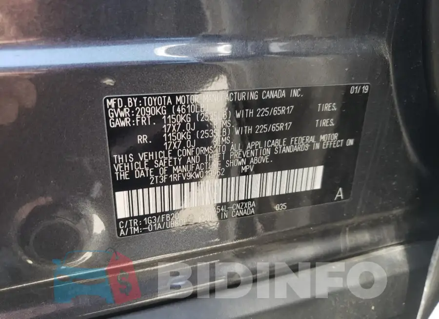 2T3F1RFV9KW019062 Photo# 13