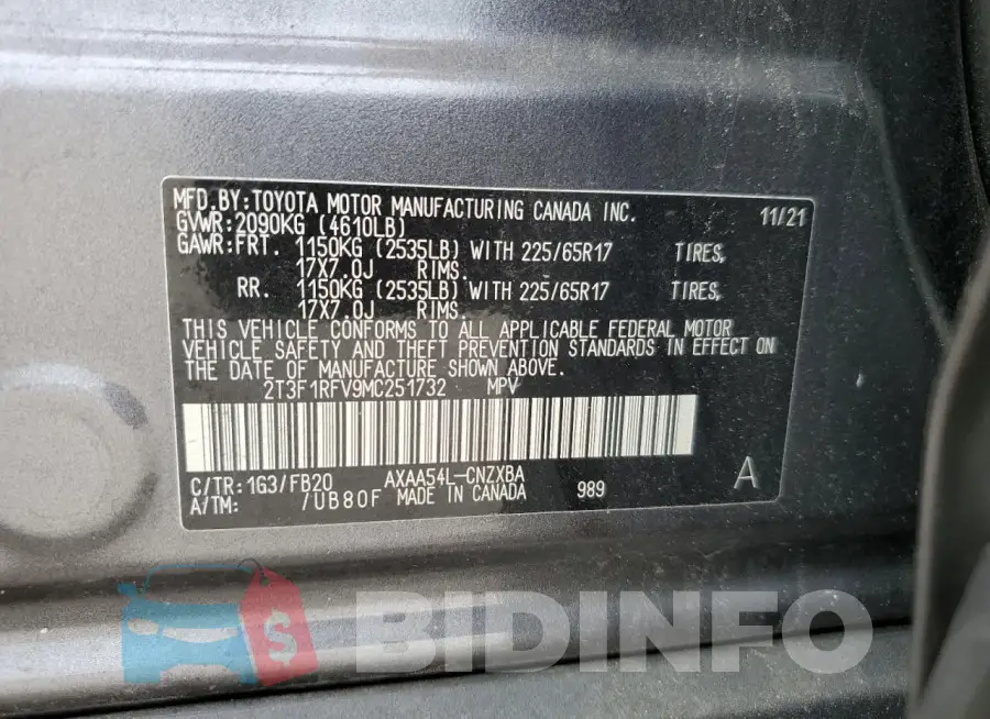 2T3F1RFV9MC251732 Photo# 14