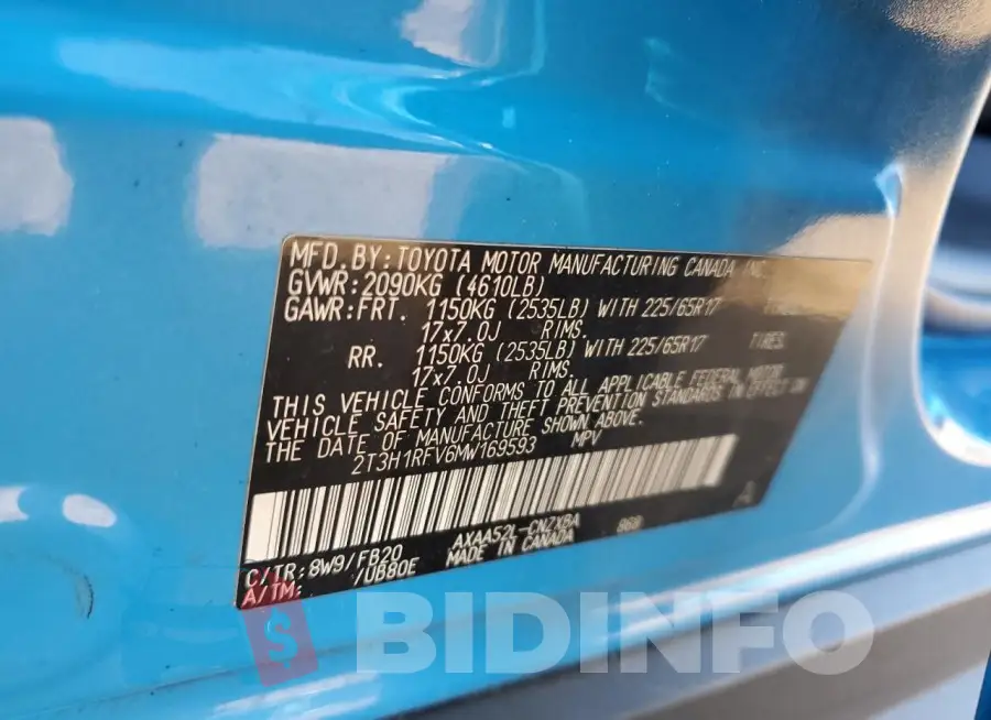 2T3H1RFV6MW169593 Photo# 14