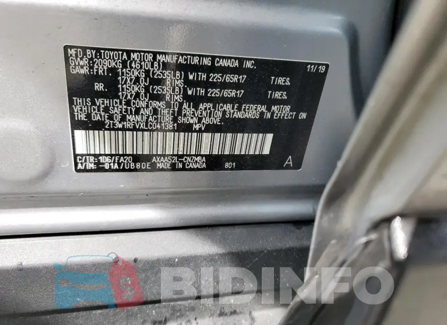 2T3W1RFVXLC041381 Photo# 12