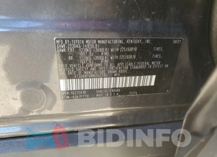 4T3D6RFV8MU047785 Photo# 12