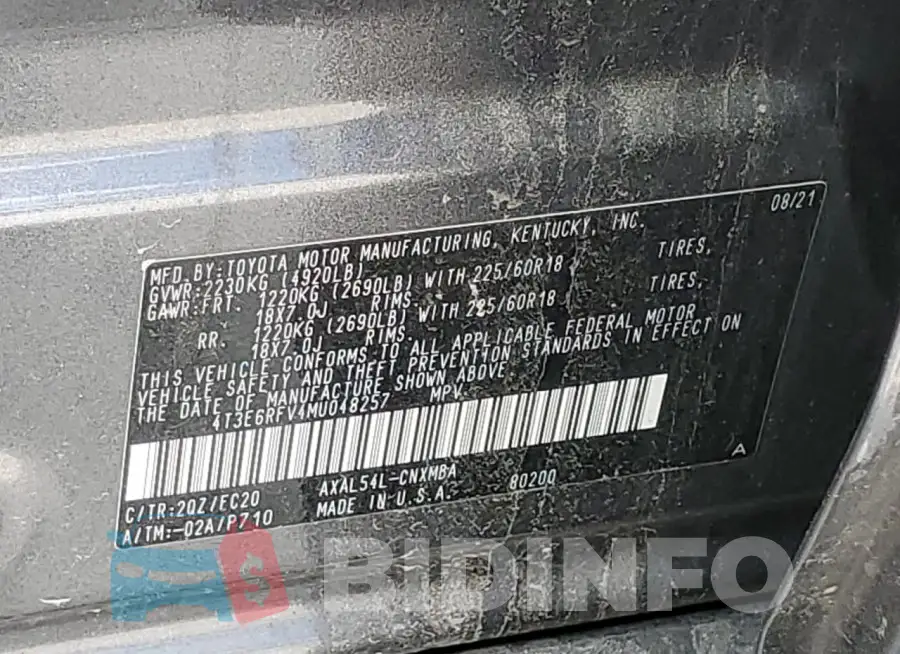 4T3E6RFV4MU048257 Photo# 13