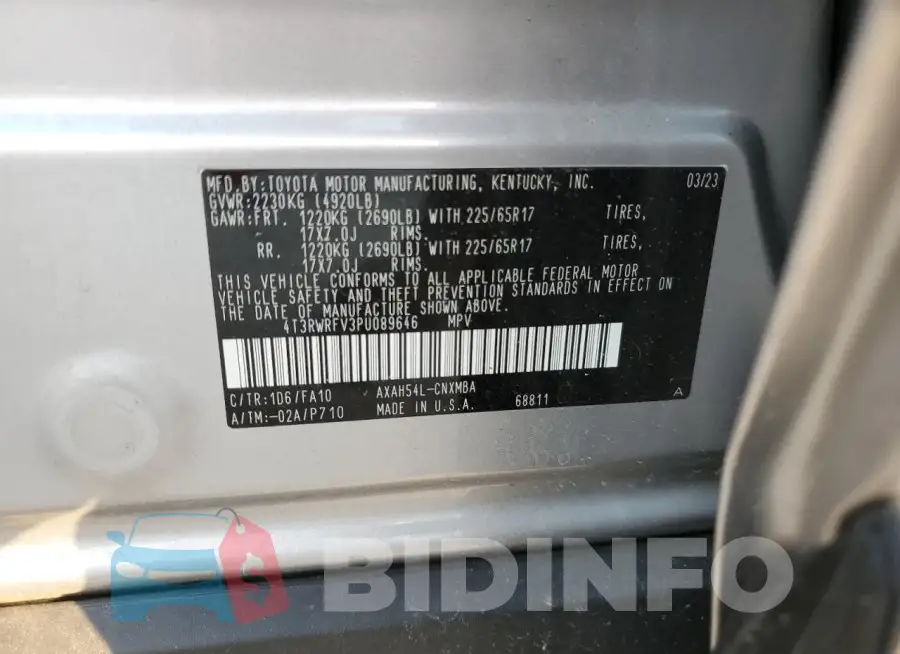 4T3RWRFV3PU089646 Photo# 13