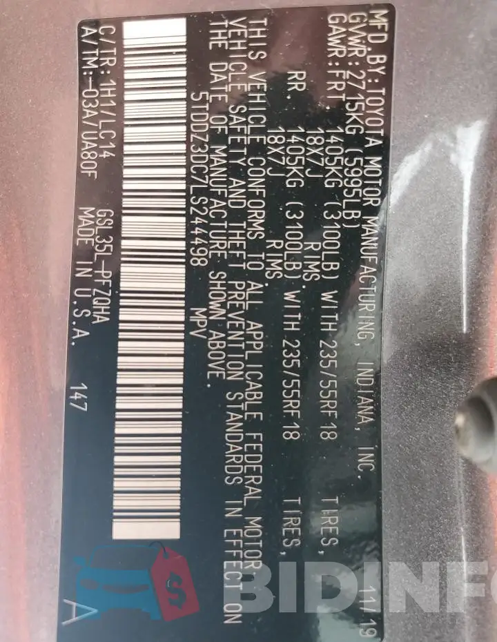 5TDDZ3DC7LS244498 Photo# 14