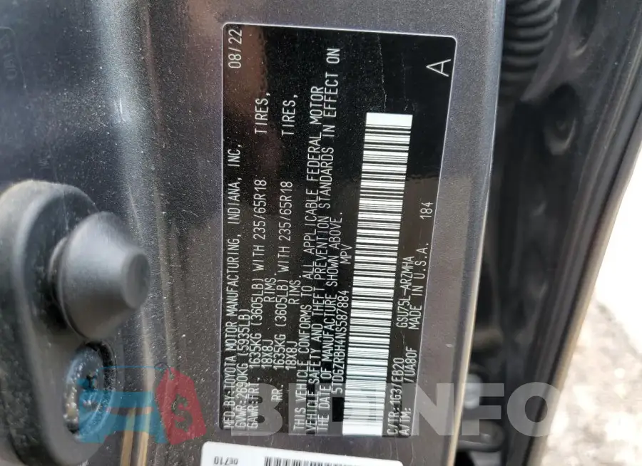 5TDGZRBH4NS587884 Photo# 13