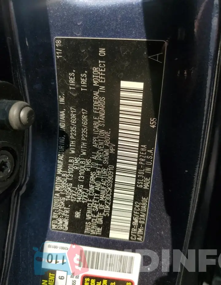 5TDKZ3DC5KS990910 Photo# 14