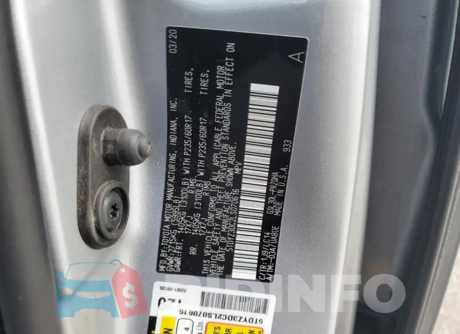5TDYZ3DC2LS070616 Photo# 13
