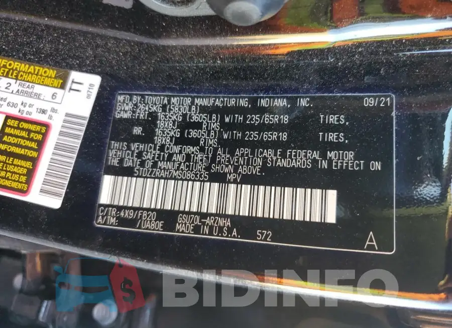 5TDZZRAH7MS086335 Photo# 12