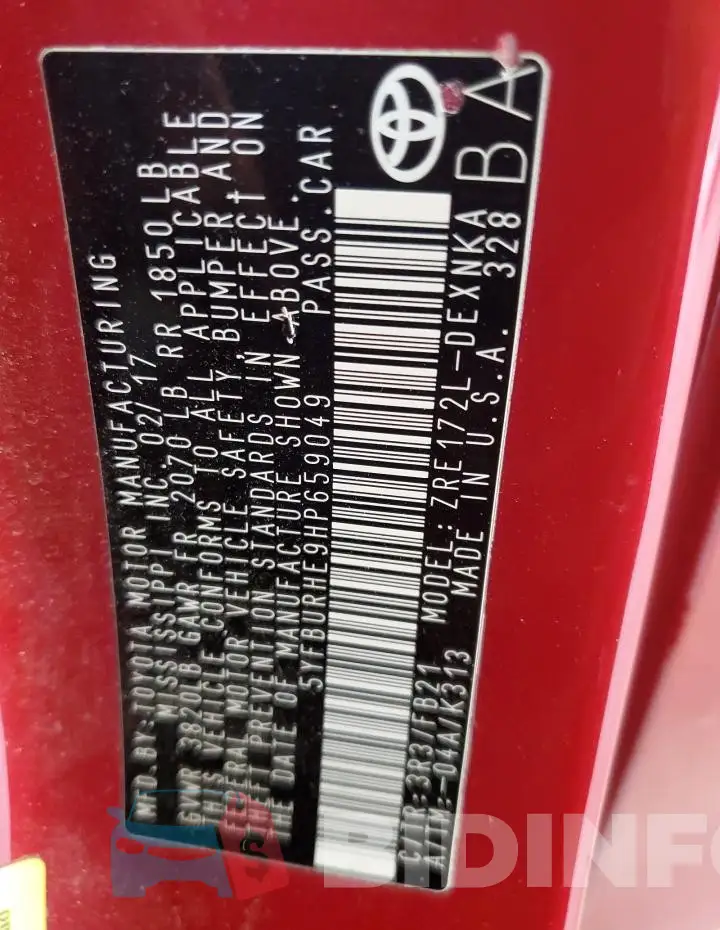 5YFBURHE9HP659049 Photo# 12