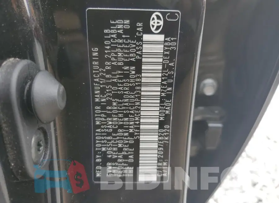 5YFT4MCE2NP138183 Photo# 12