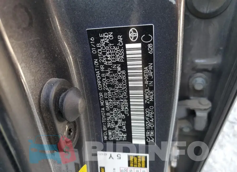 JTDKBRFU9G3002808 Photo# 14