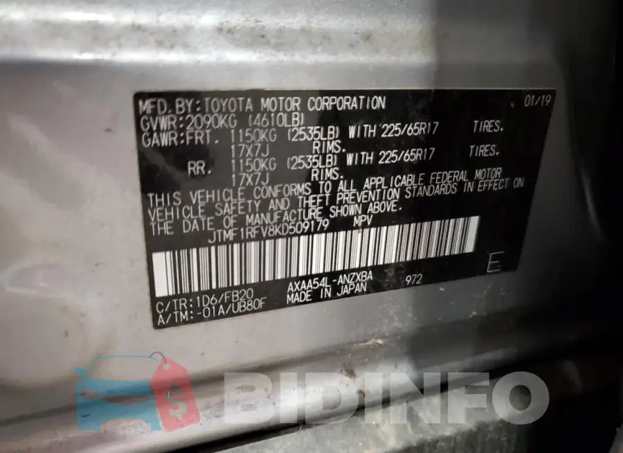JTMF1RFV8KD509179 Photo# 14