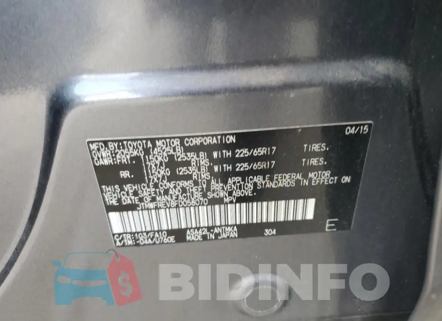 JTMWFREV8FD058070 Photo# 13